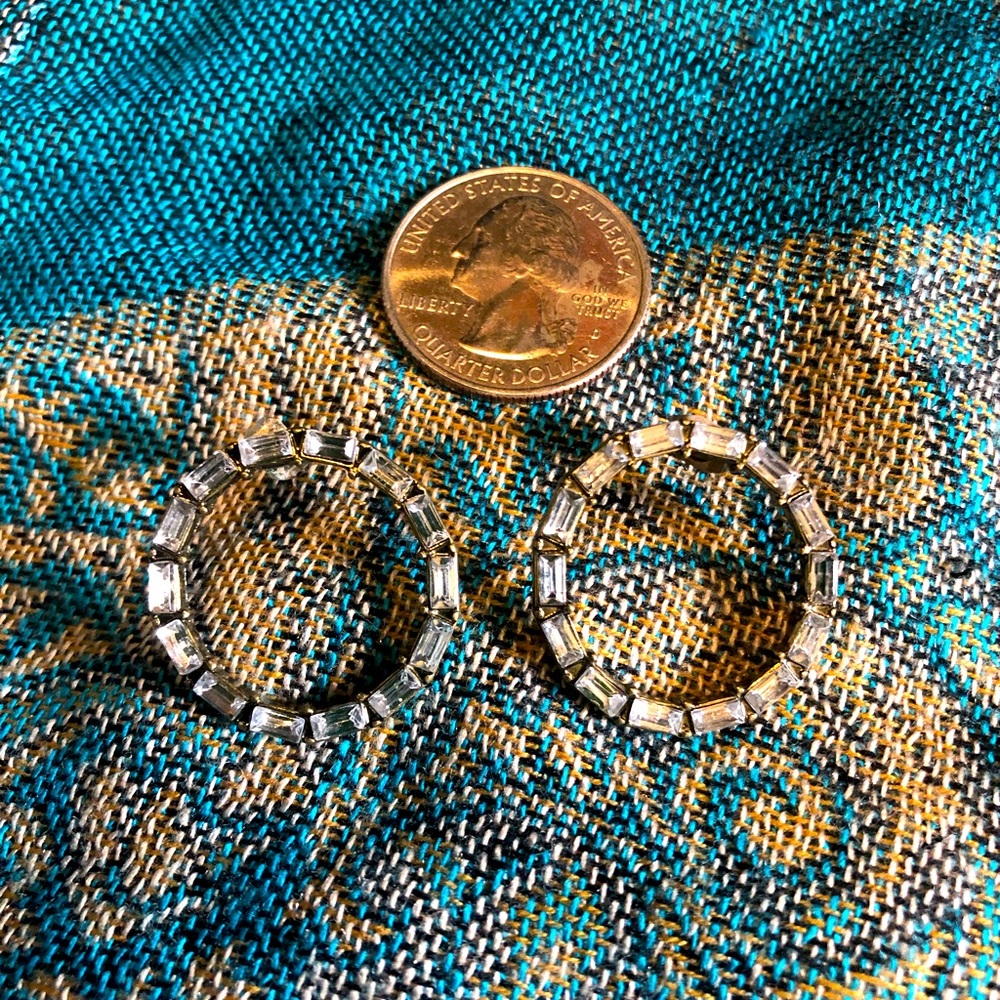 Round rhinestone baguette post earrings